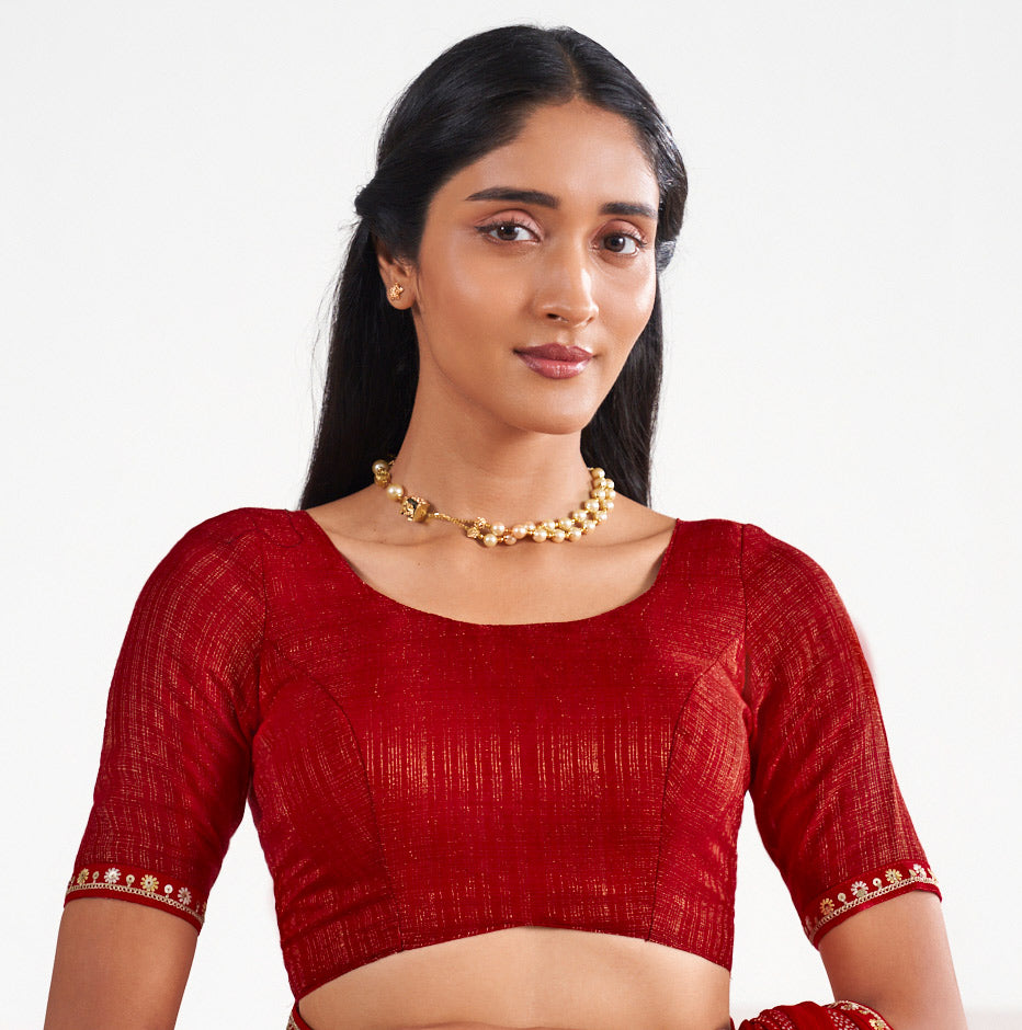 Laxmipati Murli Red Chiffon Floral Saree