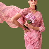 Laxmipati Dillagi Pink Georgette Floral Saree