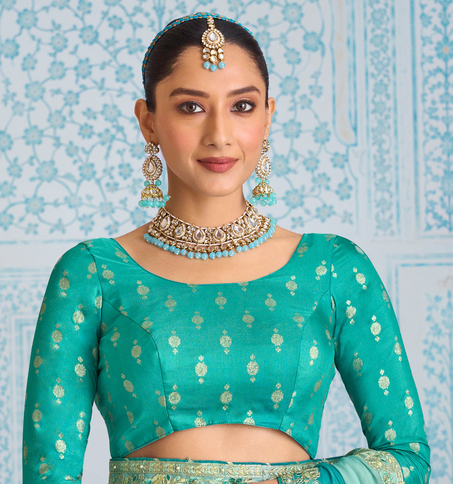 Laxmipati Aanya Blue Chiffon Embroidered Saree