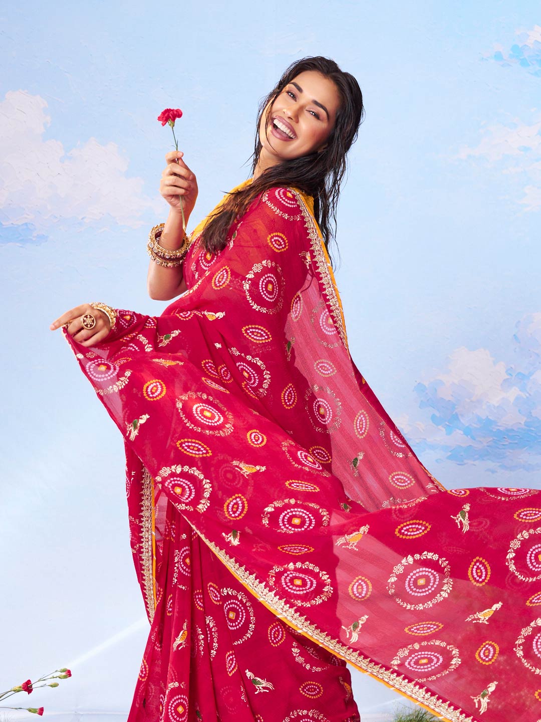  Red motif printed 