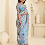 Blue pattern saree lightweight georgette