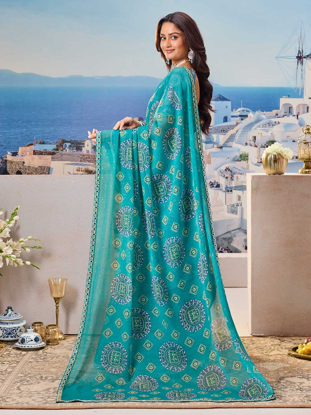Lightweight blue saree casual wear