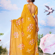 Yellow plain silk saree wedding wear 