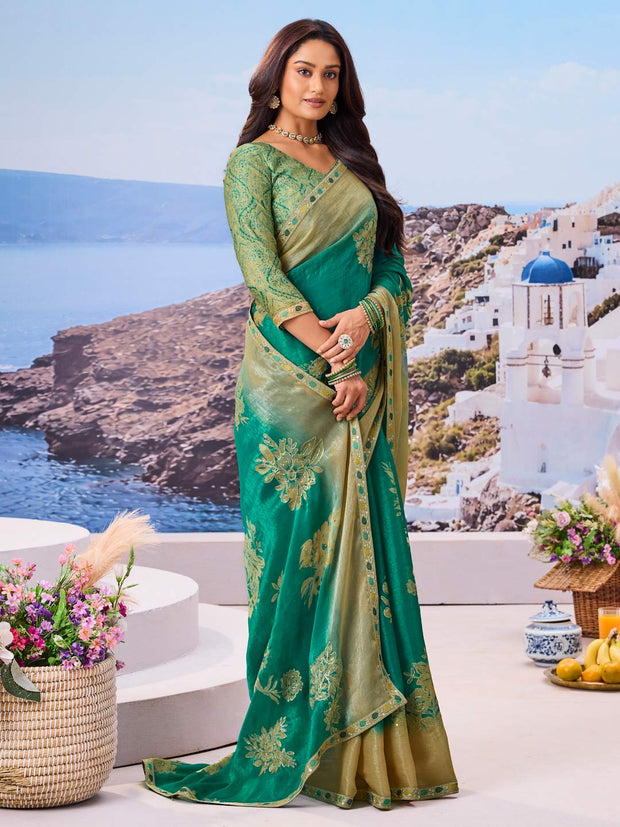 Stylish blue printed saree