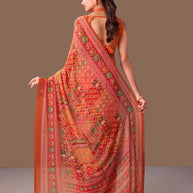 Laxmipati Dillagi Orange Georgette Floral Saree
