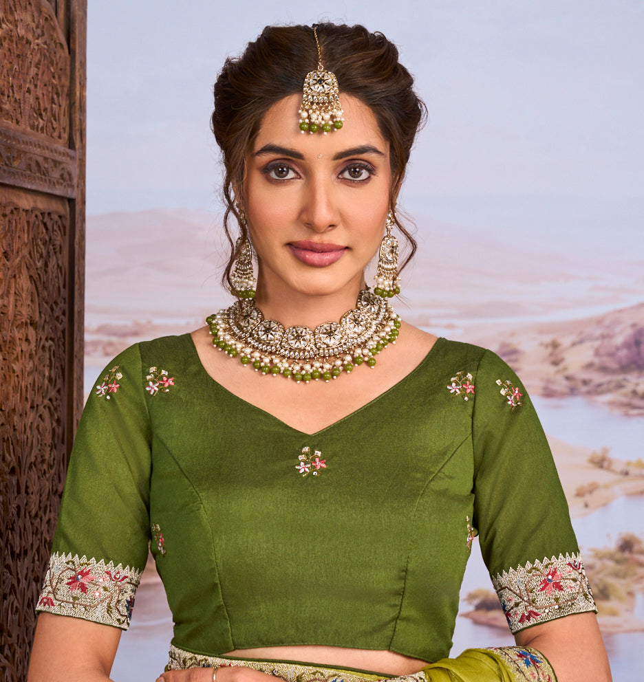 green chiffon saree