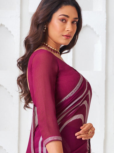 Laxmipati Kamya Purple Georgette Geometric Printed Saree