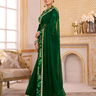 Laxmipati Chakor Green Tissue Organza Saree