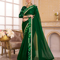 Laxmipati Chakor Green Tissue Organza Saree