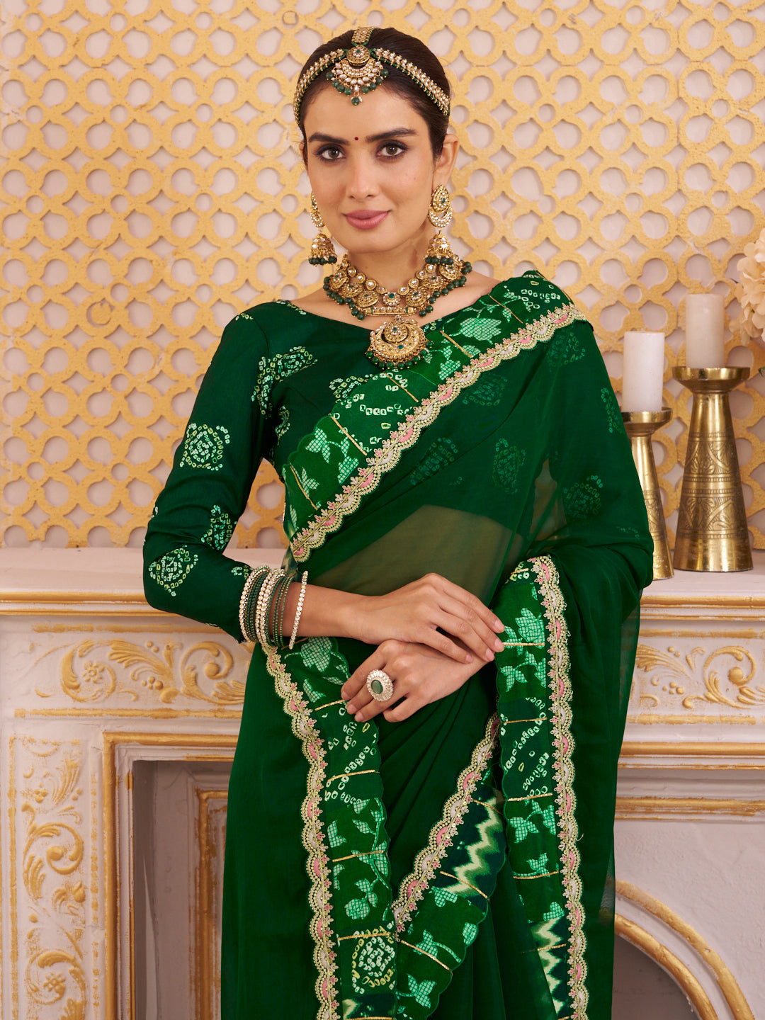Laxmipati Chakor Green Tissue Organza Saree