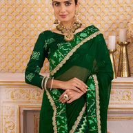 Laxmipati Chakor Green Tissue Organza Saree
