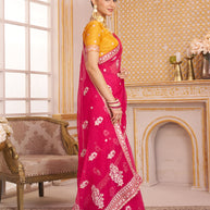 Laxmipati Chakor Pink Tissue Organza Saree with Floral Embroidery