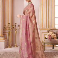 Laxmipati Chakor Pink Tissue Organza Saree with Zari Embroidery
