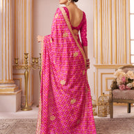Laxmipati Chakor Pink Silk Saree with Embroidery