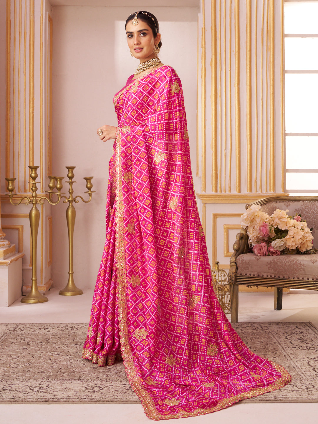Laxmipati Chakor Pink Silk Saree with Embroidery