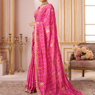 Laxmipati Chakor Pink Silk Saree with Embroidery