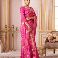 Laxmipati Chakor Pink Silk Saree with Embroidery
