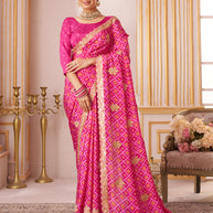 Laxmipati Chakor Pink Silk Saree with Embroidery