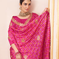 Laxmipati Chakor Pink Silk Saree with Embroidery