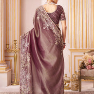 Laxmipati Chakor Purple Silk Saree with Floral Embroidery