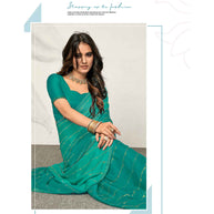Laxmipati Barbie K-235 Satin silk,padding Firozi Saree