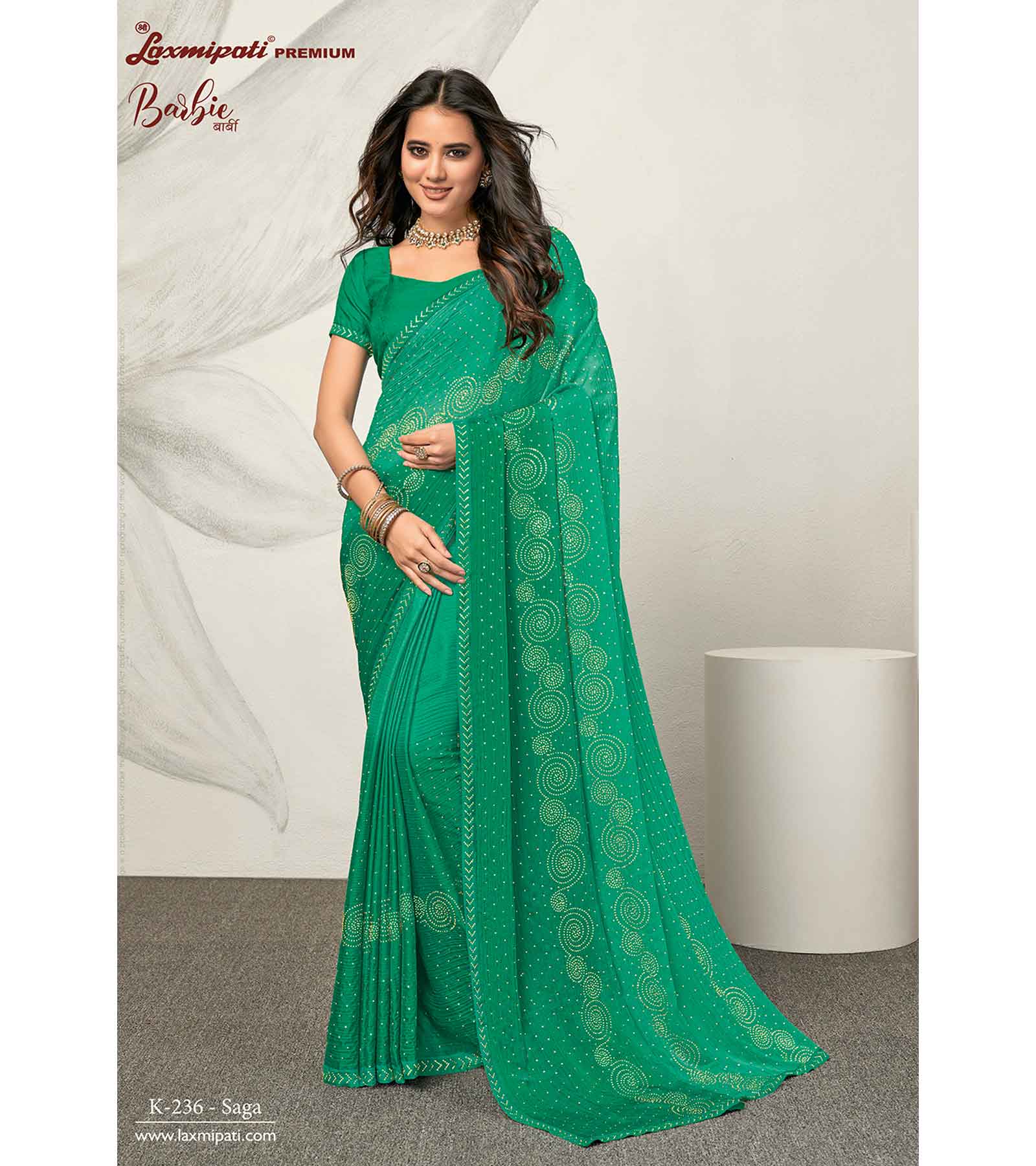 Laxmipati Barbie K-236 Satin Silk,Padding Green Saree