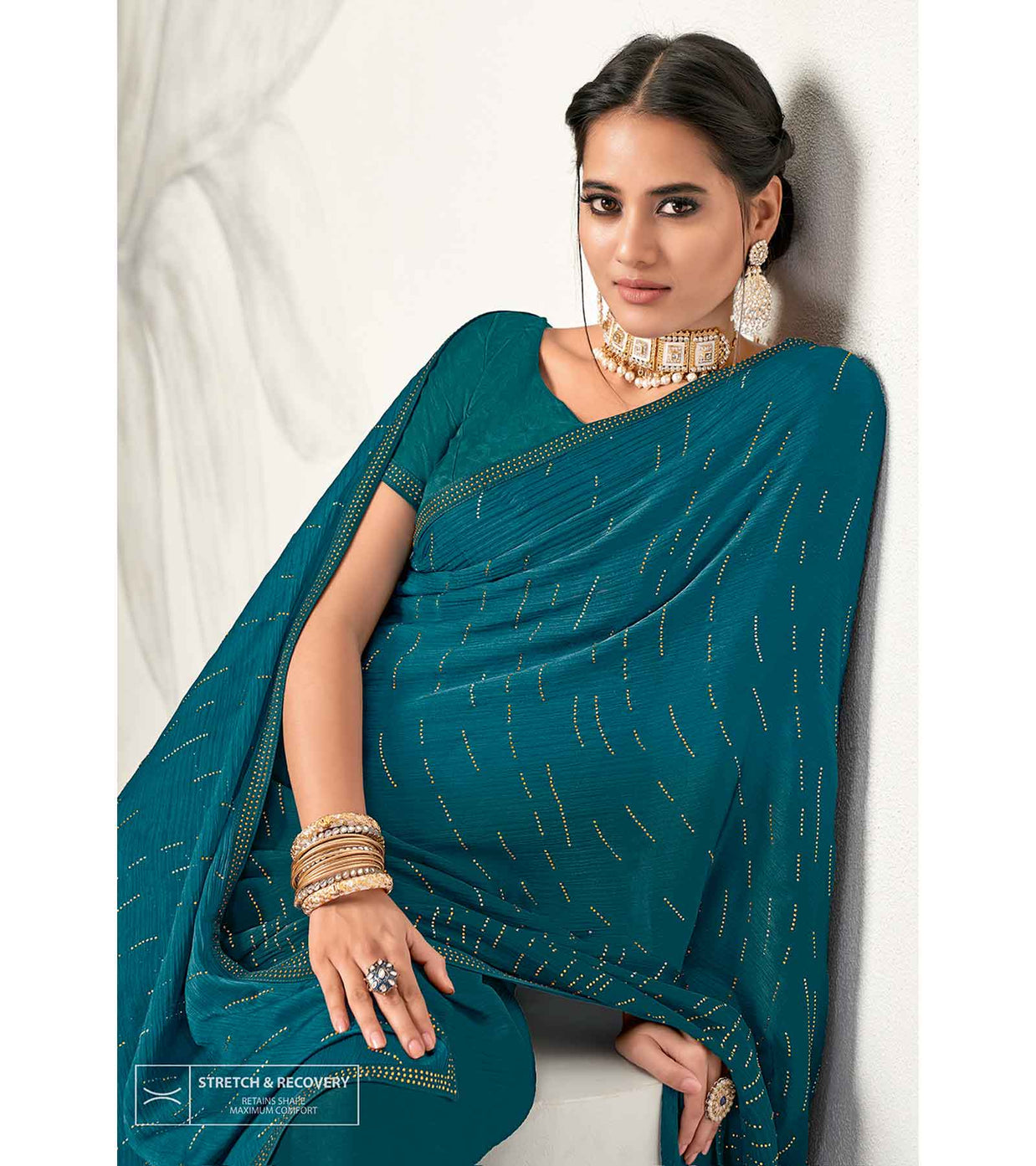 Laxmipati Barbie K-237 Satin Silk Padding Bottle Green Saree