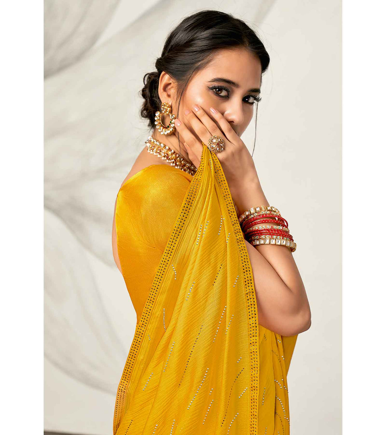 Laxmipati Barbie K-240 Satin silk,padding Mustard Saree