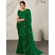 Laxmipati Barbie K-241 Satin silk,padding Bottle Green Saree