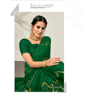 Laxmipati Barbie K-241 Satin silk,padding Bottle Green Saree