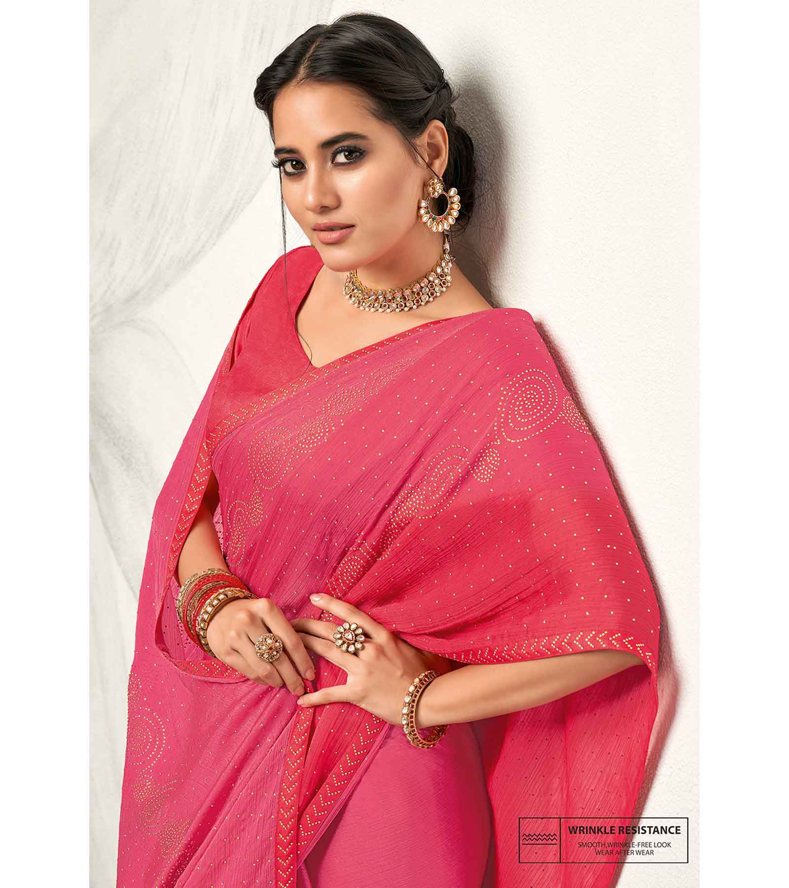 Laxmipati Barbie K-242 Satin silk,padding Tomato Saree