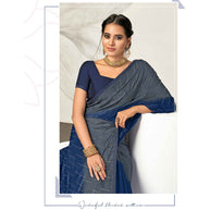 Laxmipati Barbie K-243 Satin silk,padding Navy blue Saree