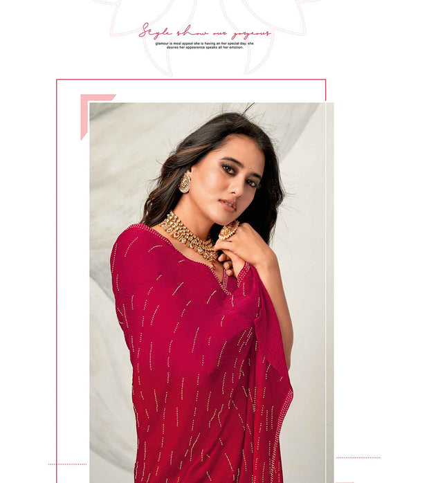 Laxmipati Barbie K-244 Satin silk,padding Maroon Saree