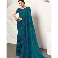 Laxmipati Barbie K-245 Satin silk,padding Royal blue Saree