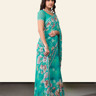 Laxmipati Rudramala Blue Georgette Floral Printed Saree