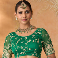bottle green saree