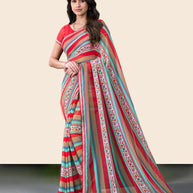 Laxmipati Rudramala Multicolor Georgette Geometric Printed Saree