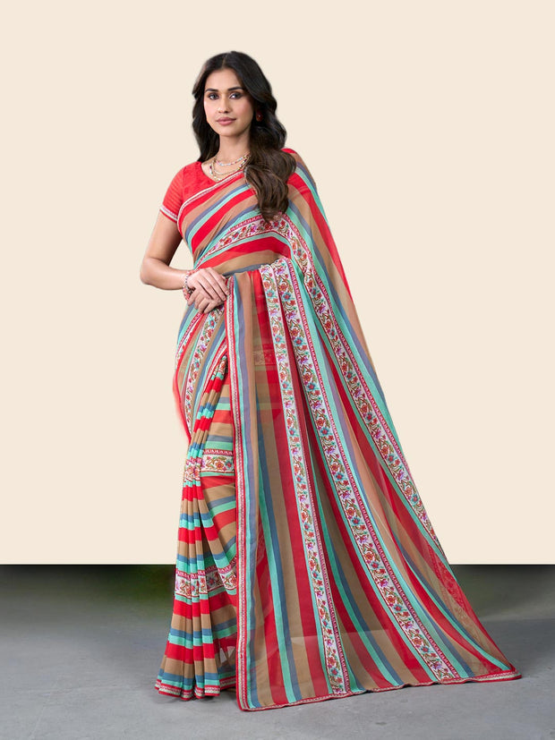 Laxmipati Rudramala Multicolor Georgette Geometric Printed Saree