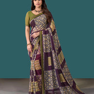 Laxmipati Rudramala Purple Georgette Floral Printed Saree
