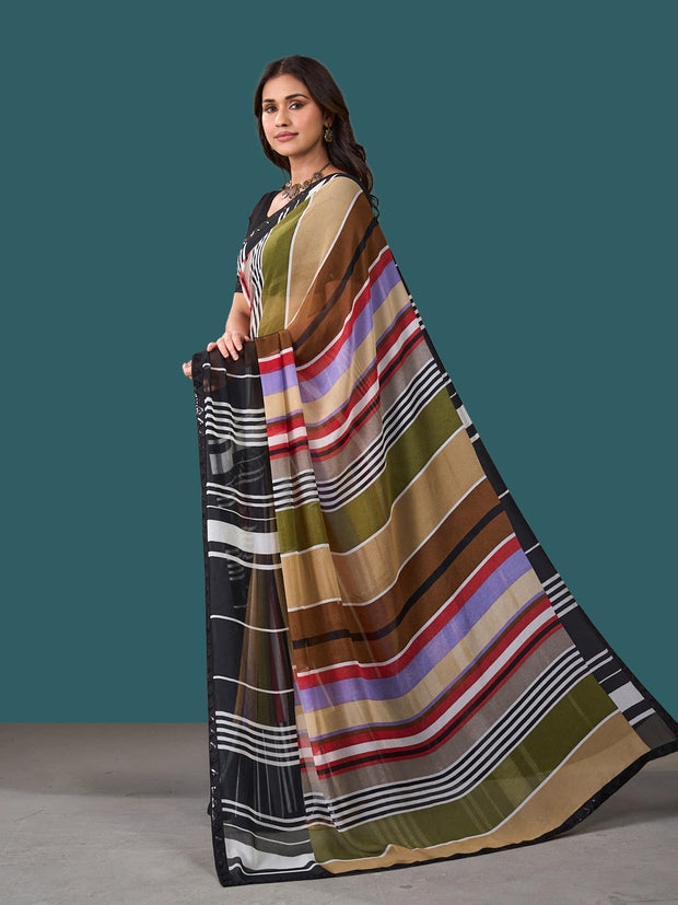 Laxmipati Rudramala Multicolor Georgette Geometric Printed Saree