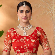 red designer saree