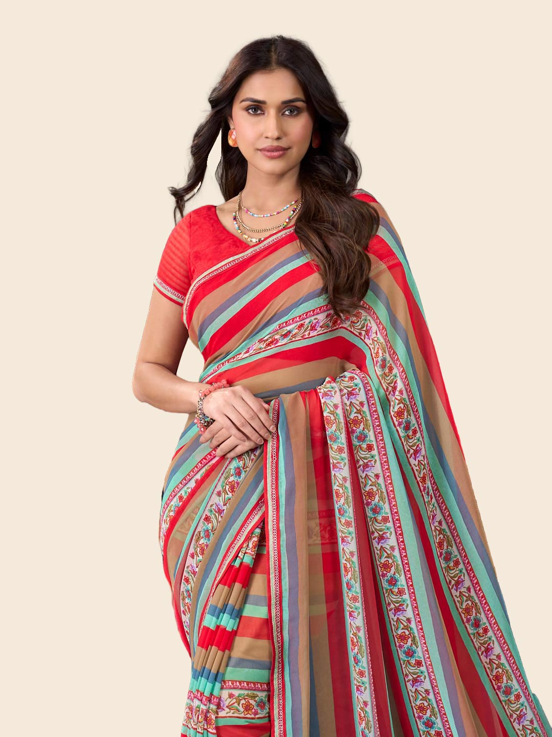 Laxmipati Rudramala Multicolor Georgette Geometric Printed Saree
