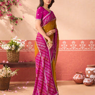 Mustard printed silk blend saree casual wear