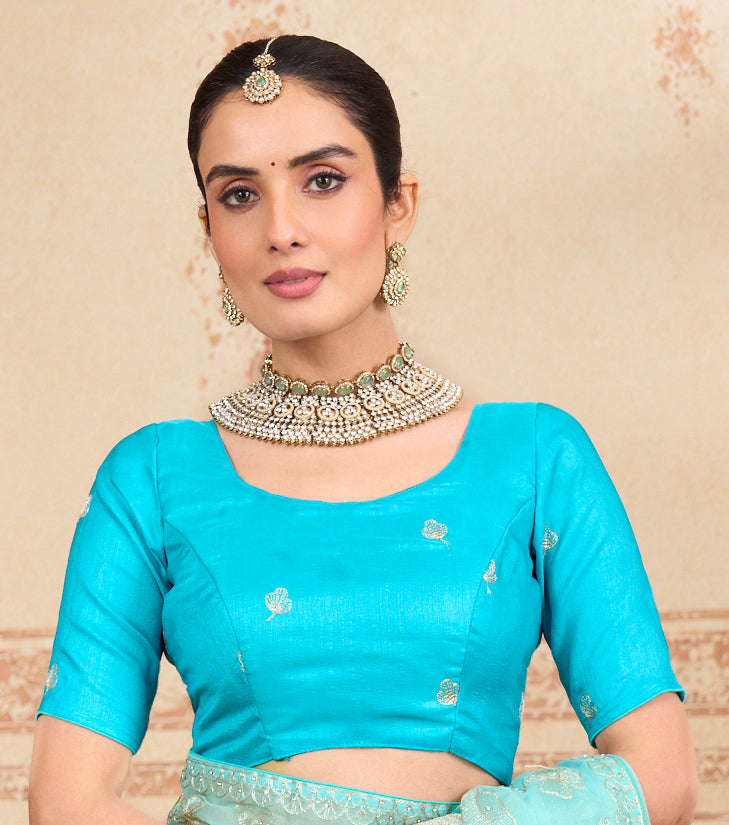 peacock green saree