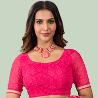 Laxmipati Rudramala Pink Georgette Floral Printed Saree