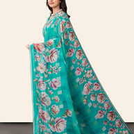 Laxmipati Rudramala Blue Georgette Floral Printed Saree