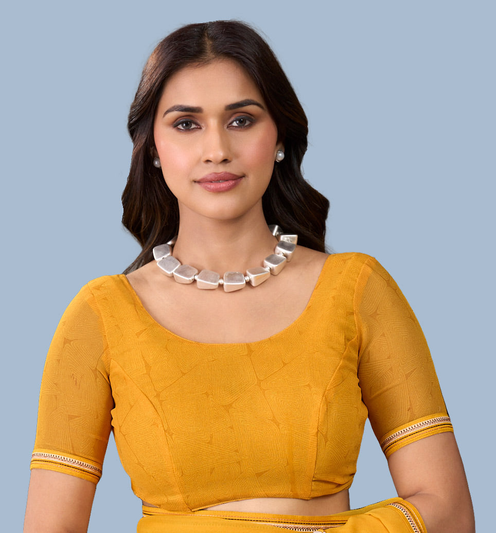 Laxmipati Rudramala Yellow Georgette Floral Printed Saree
