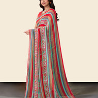 Laxmipati Rudramala Multicolor Georgette Geometric Printed Saree