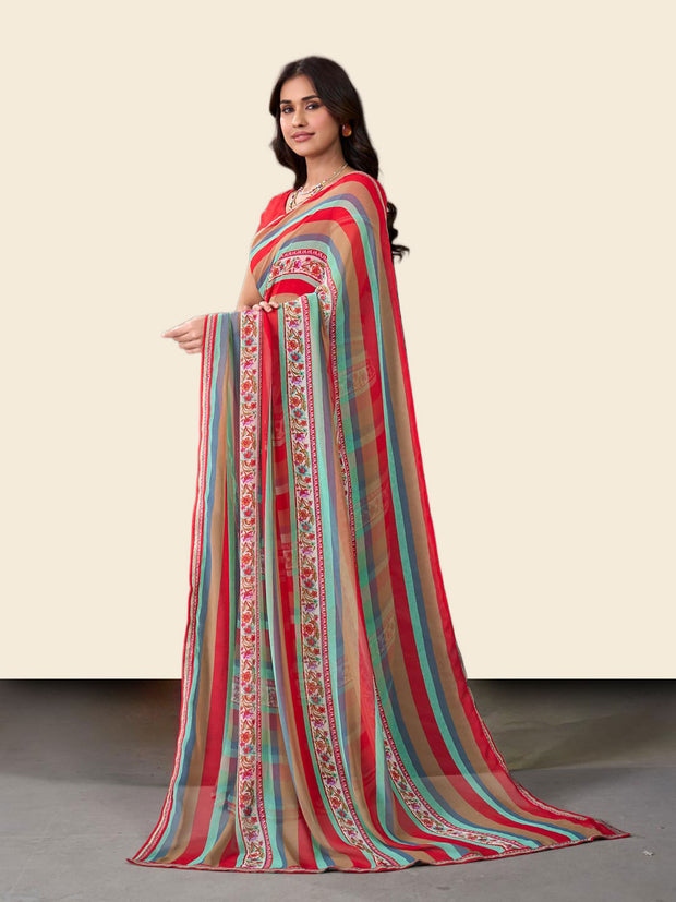 Laxmipati Rudramala Multicolor Georgette Geometric Printed Saree
