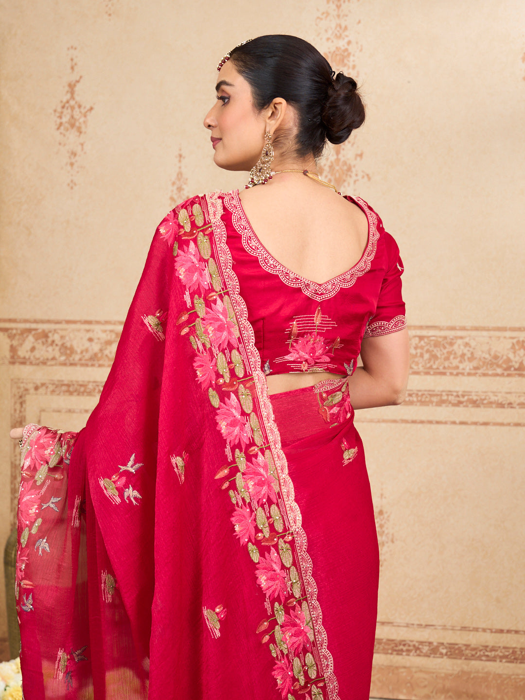 floral organza saree